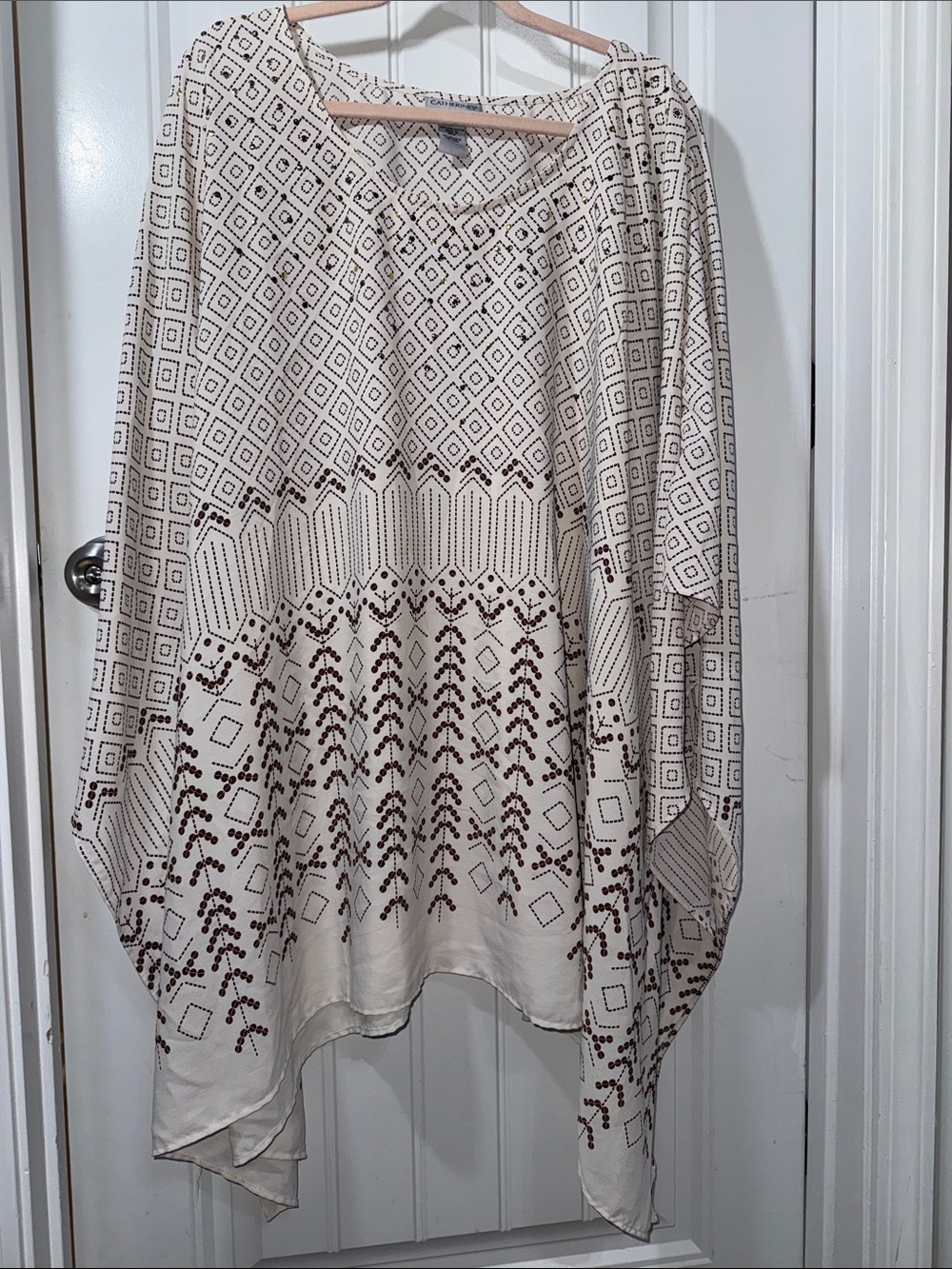 Catherines Cream Tunic with Brown Geo Print